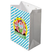 Juggling grote top circus clown; blauwe strepen medium cadeauzakje (Voorkant Gekanteld)