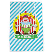 Juggling grote top circus clown; blauwe strepen medium cadeauzakje (Achterkant)