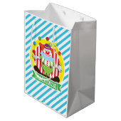 Juggling grote top circus clown; blauwe strepen medium cadeauzakje (Achterkant Gekanteld)
