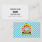 Juggling grote top circus clown; blauwe strepen visitekaartje (Voorkant / Achterkant)