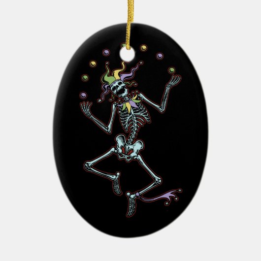Juggling Jester Skeleton Keramisch Ornament (Voorkant)