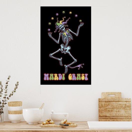 Juggling Jester Skeleton Poster (Keuken)