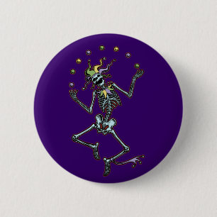 Juggling Jester Skeleton Ronde Button 5,7 Cm