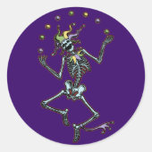 Juggling Jester Skeleton Ronde Sticker (Voorkant)