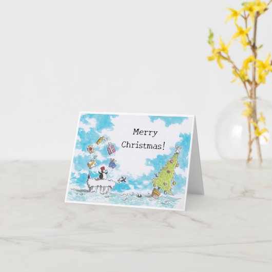 Juggling Kerst Kaart (Gele Bloem)