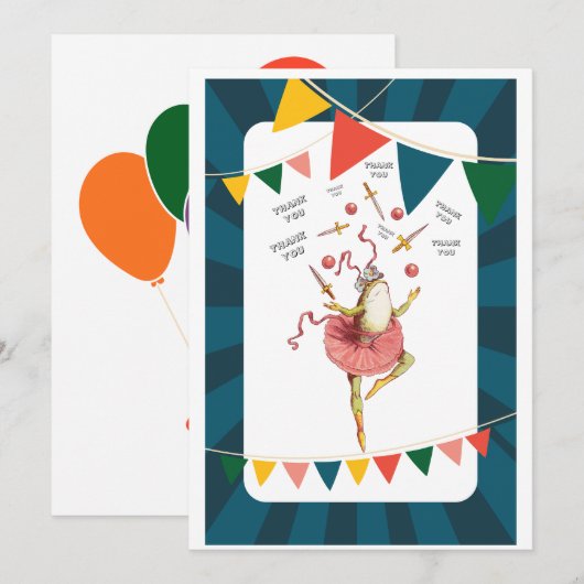 Juggling kikker bedankkaart (Voorkant / Achterkant)