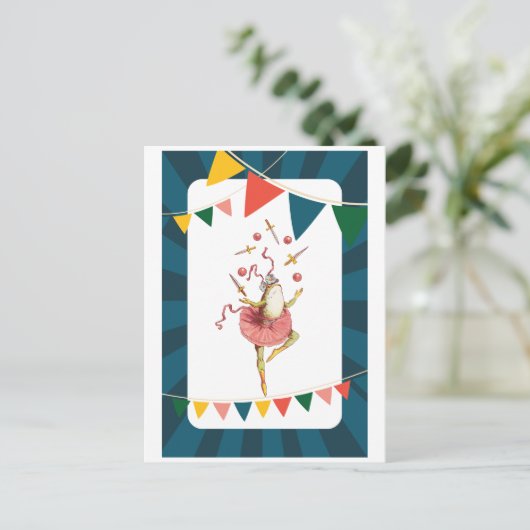 Juggling kikker briefkaart (Staand voorkant)