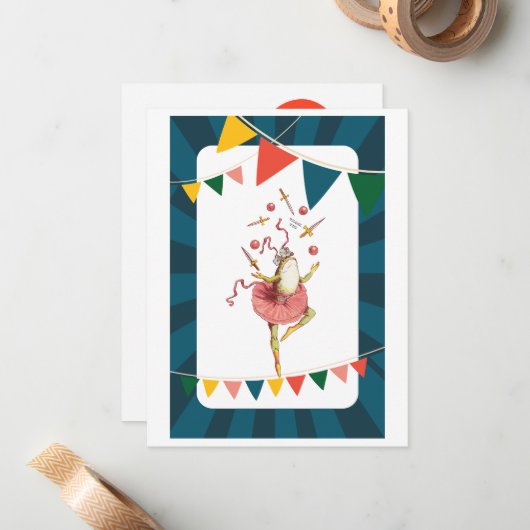 Juggling kikker notitiekaartje (Voorkant / Achterkant in situ)