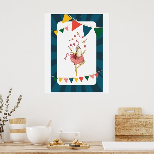 Juggling kikker poster (Keuken)