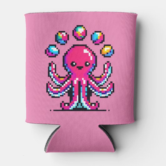 Juggling Octopus - Grappig Pixel Art Circus Design Blikjeskoeler (Voorkant)