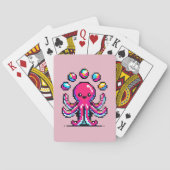 Juggling Octopus - Grappig Pixel Art Circus Design Pokerkaarten (Achterkant)