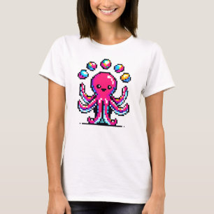 Juggling Octopus - Grappig Pixel Art Circus Design T-shirt