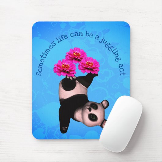 Juggling Panda Beer en bloemen Inspirerend Muismat (Met muis)