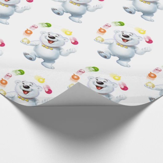 Juggling Polar Beer. White Glossy gift Cadeaupapier (Hoek)