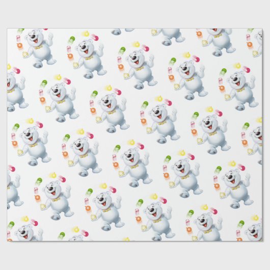 Juggling Polar Beer. White Glossy gift Cadeaupapier (Vlak)