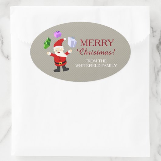 Juggling Santa Claus Ovale Sticker (Tas)