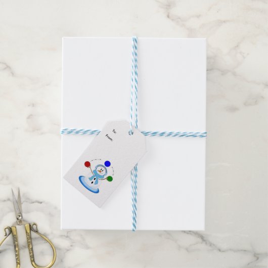 Juggling Snowman Cadeaulabel (Met Touw)