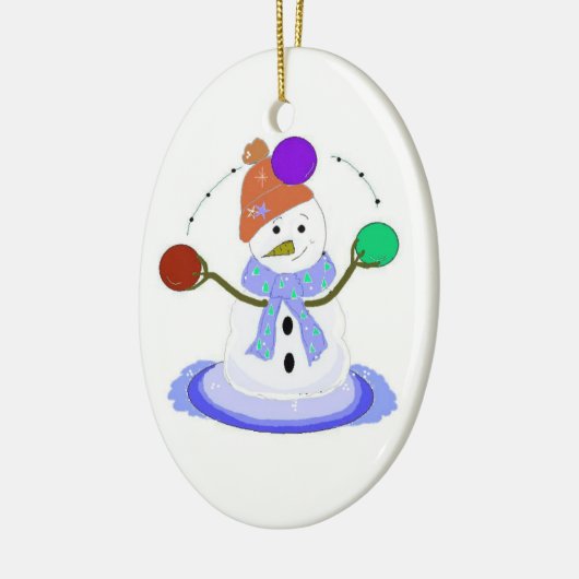 Juggling Snowman Keramisch Ornament (Links)