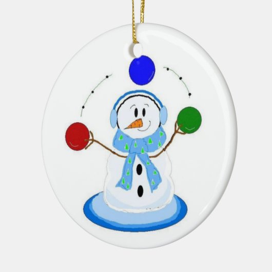 Juggling Snowman Keramisch Ornament (Links)