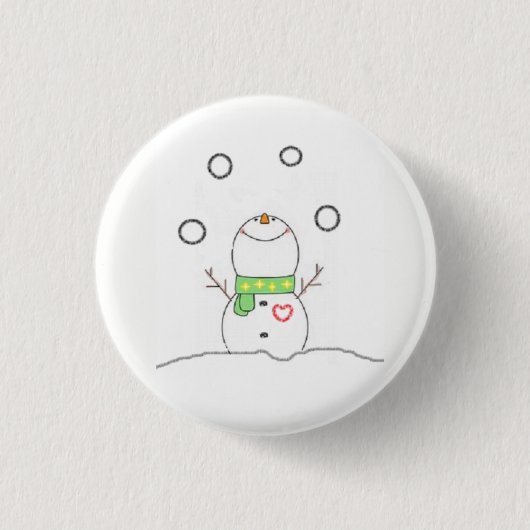 Juggling Snowman Ronde Button 3,2 Cm (Voorkant)