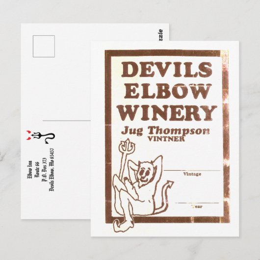 "Jug's Winery" Elbow Inn Post Kaart (Voorkant / Achterkant)