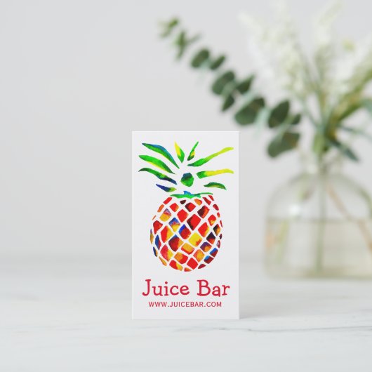 Juice Bar ananas gezondheid drinken Visitekaartje (Staand voorkant)