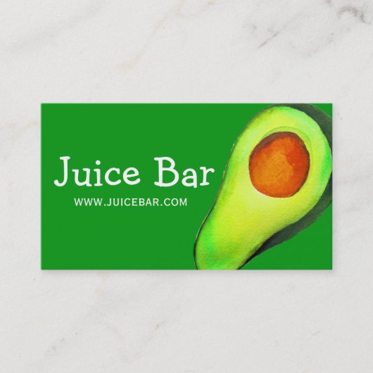 Juice Bar, groene drinken Visitekaartje (Voorkant)
