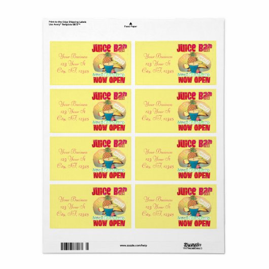 Juice Bar Sign Thunder_Cove Etiket (Full Sheet)