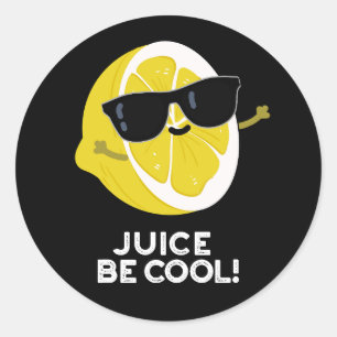 Juice be Cool Funny Fruit Pun Dark BG Ronde Sticker