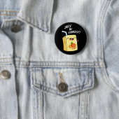 Juice be Yourself Funny Oranje Juice Pun Dark BG Ronde Button 5,7 Cm (In situ)