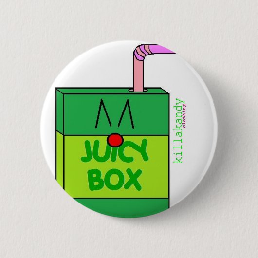 Juice Box Badge Green :) Ronde Button 5,7 Cm (Voorkant)
