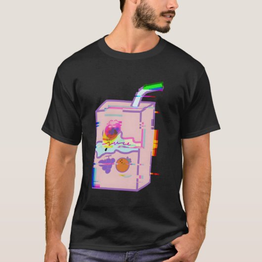 Juice Box Glitch-effect Grafisch T-shirt (Voorkant)