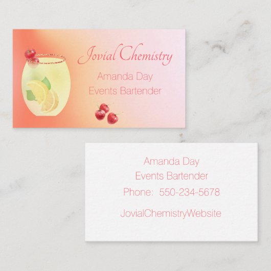 Juice Cocktail with Fruit Bartender Business Card Visitekaartje