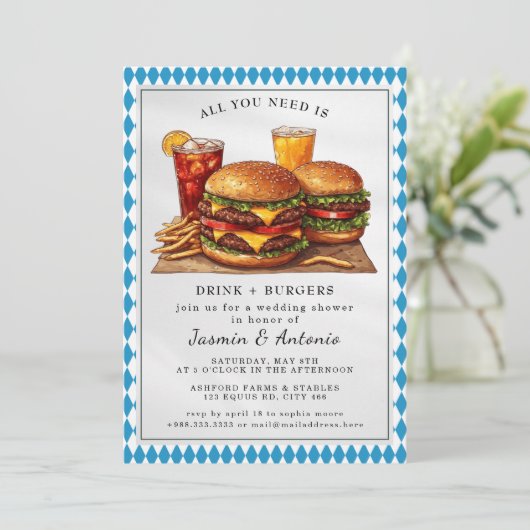 Juice en Burgers Uitnodiging (Staand voorkant)