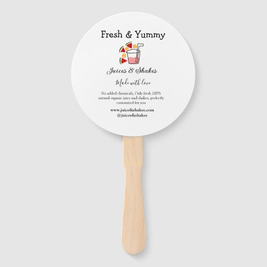 Juices & shakes restaurant zakelijke website socia handwaaier (Voorkant)