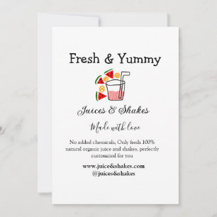 Juices & shakes restaurant zakelijke website socia kaart