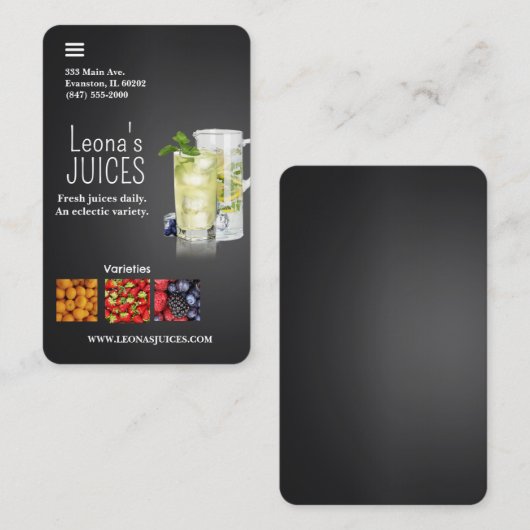 Juices UI UX visitekaartje (Voorkant / Achterkant)