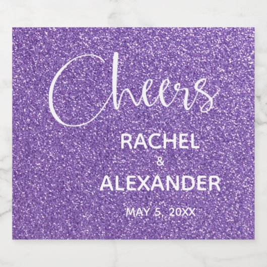 JUICH Paarse Glitter Bruiloft Mousserende Wijn Eti Sparkling Wijnetiket (Enkel label)