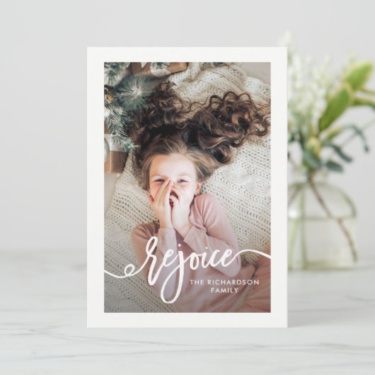juichen | Kerstscript met foto Feestdagenkaart (Staand voorkant)