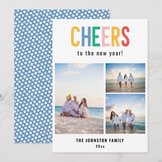 JUICHEN Kleurrijke Nieuwjaarsfoto Feestdagenkaart (Voorkant / Achterkant)