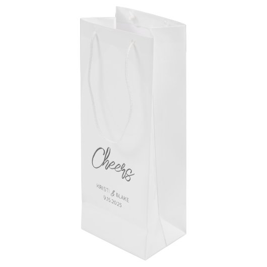 JUICHEN Trouwdatum Koppel NAMEN Modern Minimalist Wijn Cadeautas (Achterkant Gekanteld)