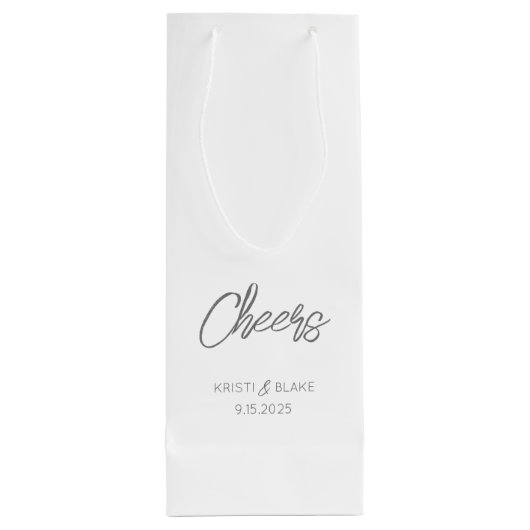 JUICHEN Trouwdatum Koppel NAMEN Modern Minimalist Wijn Cadeautas (Achterkant)