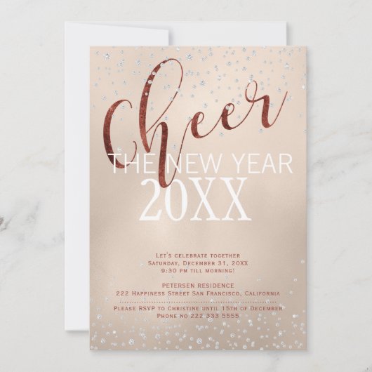 Juichen voor het Nieuwjaar Gold Foil Diamonds Part Kaart (Voorkant)