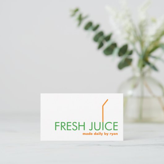 Juicing Juice Bar Company Oranje Straw Logo Visitekaartje (Staand voorkant)