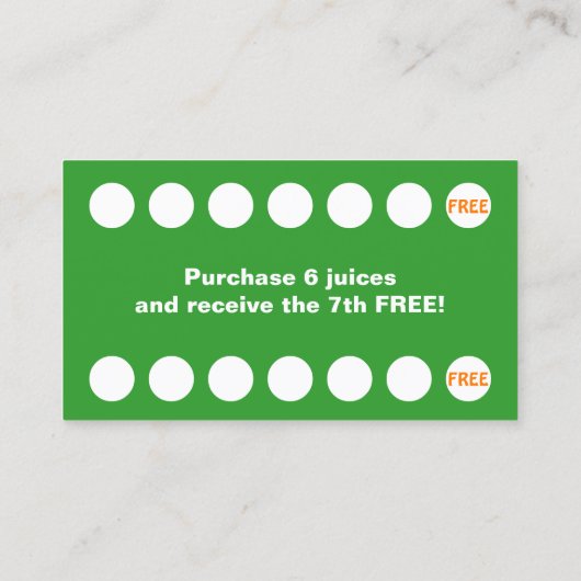 Juicing Klantensap Bar Loyalty Reward Kaart (Achterkant)