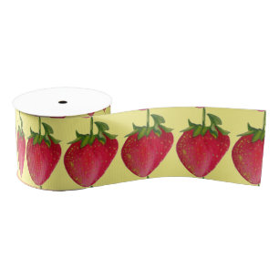 Juicy Aardbei schattige waterverf pop Grosgrain Lint