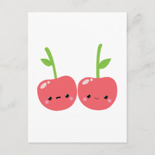 Juicy Cute Kawaii Cherries Briefkaart