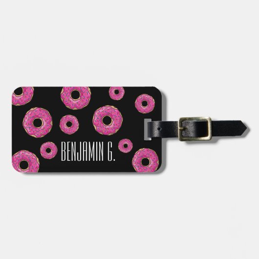 Juicy Delicious Pink Sprinsed Donut Bagagelabel (Voorkant horizontaal)