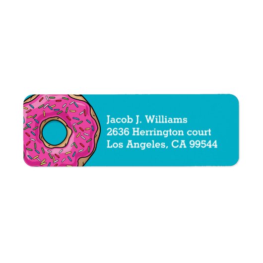 Juicy Delicious Pink Sprinsed Donut Etiket (Voorkant)