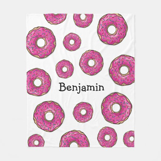 Juicy Delicious Pink Sprinsed Donut Fleece Deken (Voorkant)